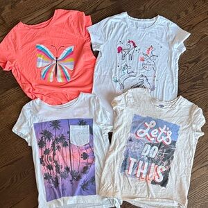 Cat & Jack and Old Navy Graphic Tees - Coral, White, and Multicolor